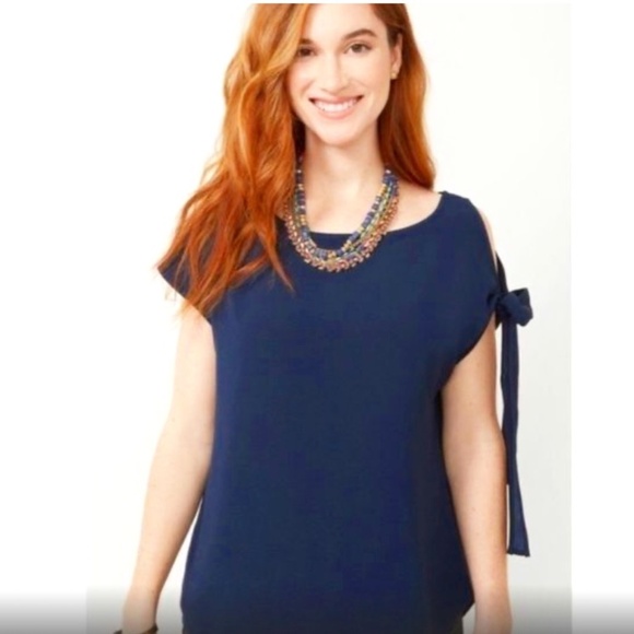 🔷NWOT-STELLA & DOT SIENNA TIE BOW TOP COLD SHOULDER ASYMETRIC🔷 - Picture 1 of 16